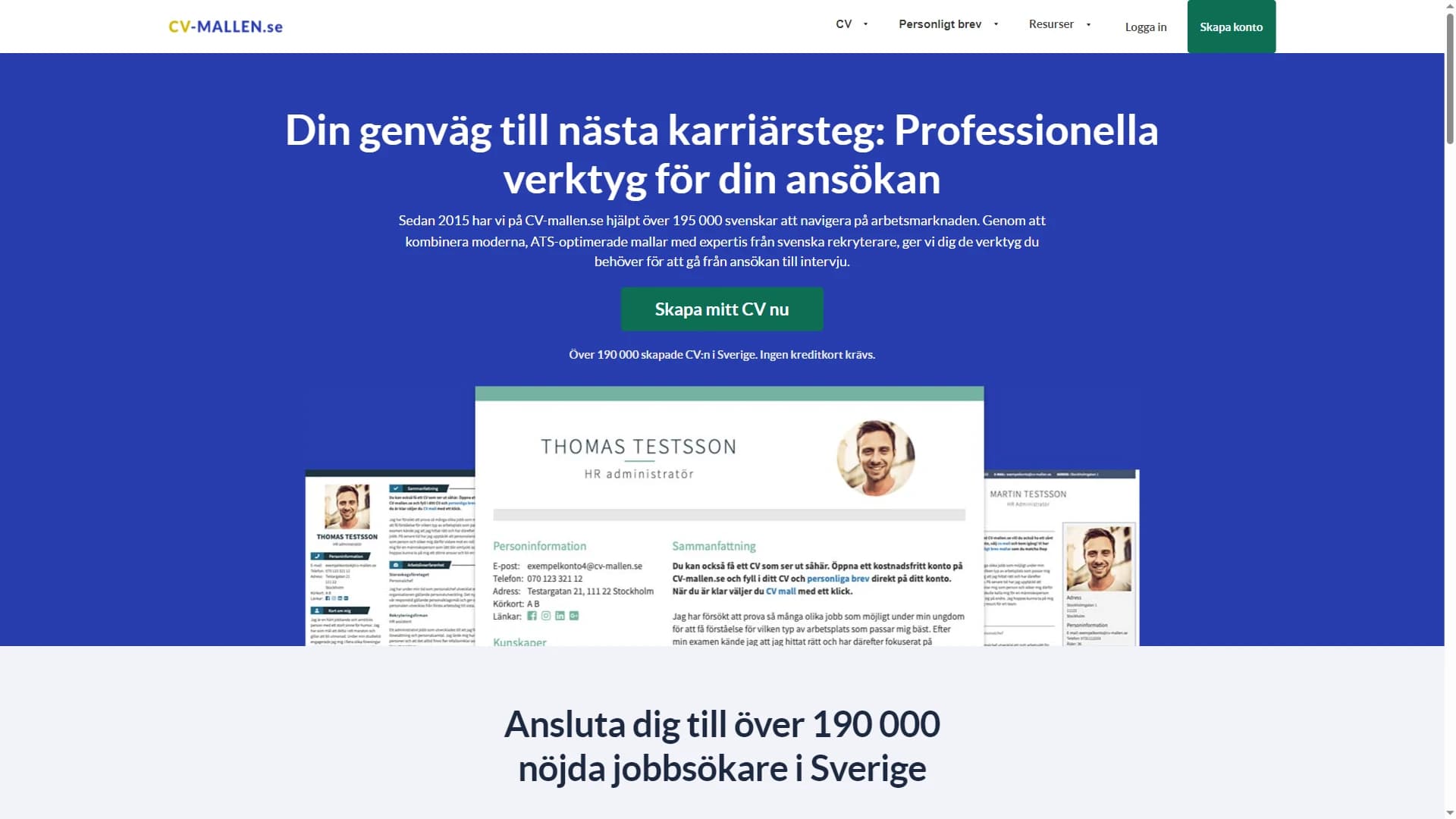CV-mallen.se med svenska CV-mallar och ansökningsresurser