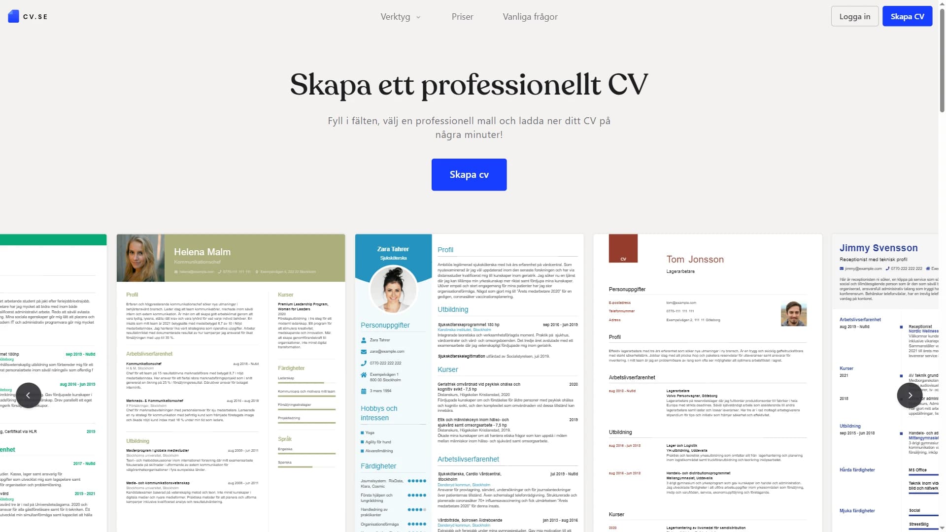 CV.se med CV-byggare och mallar