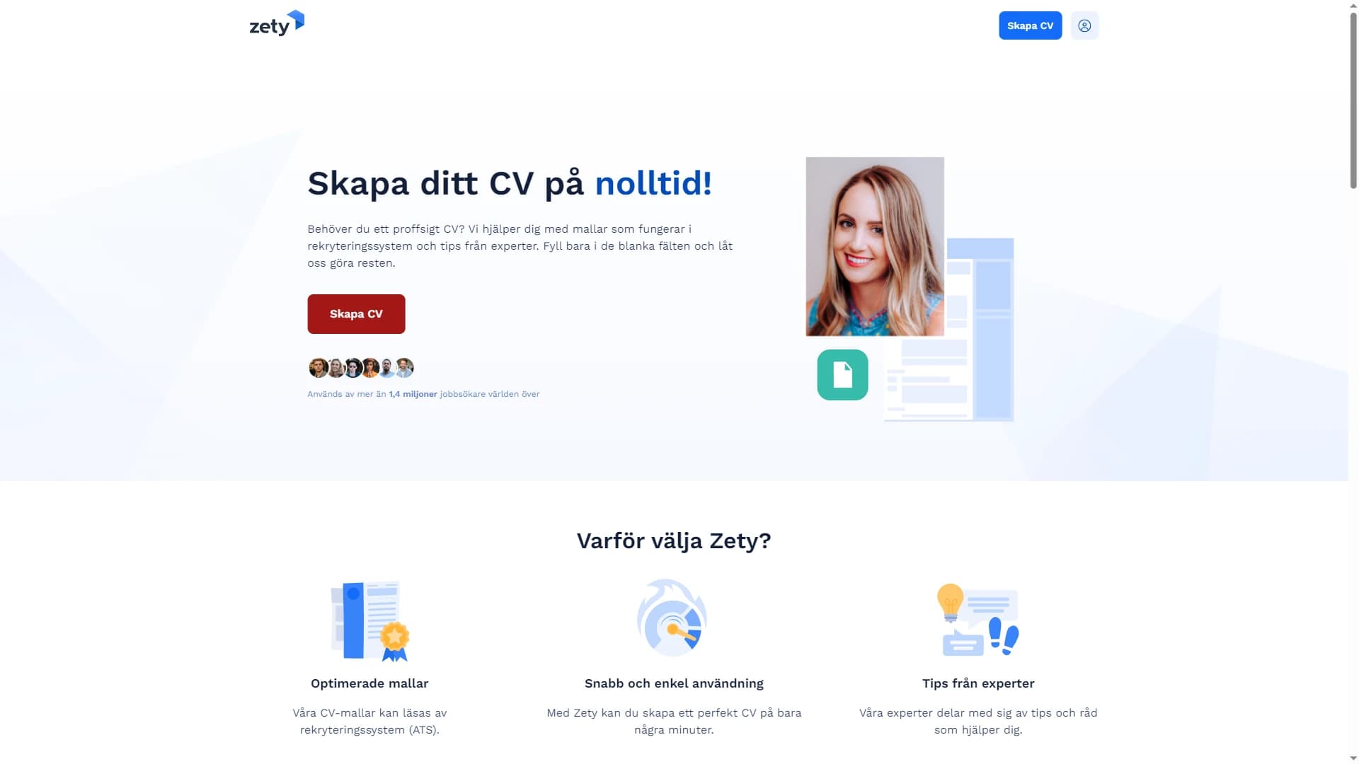 Zety Sverige med CV-byggare och mallar