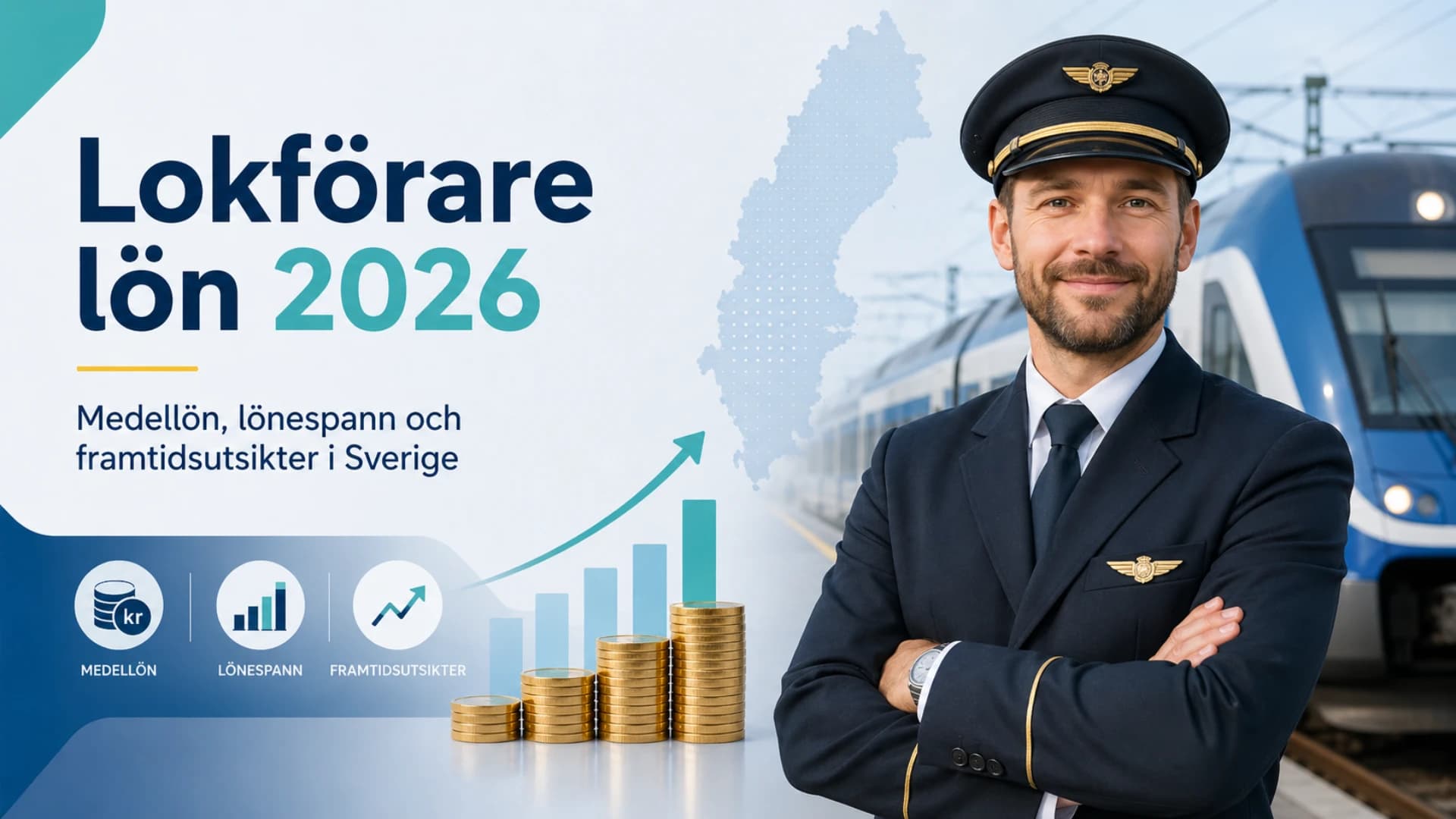 Lokförare och tåg som symboliserar lön, tariff och arbetsvillkor