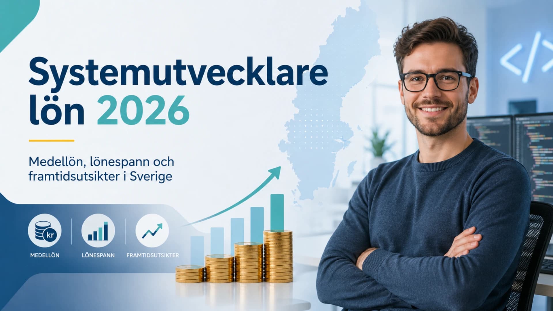 Systemutvecklare vid dator som symboliserar lön, senioritet och teknisk specialisering
