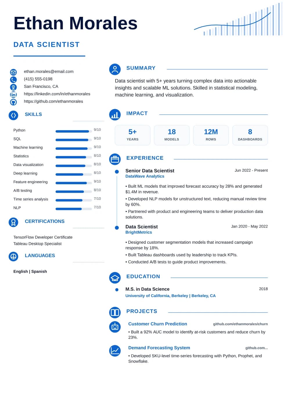 Analytics CV template preview