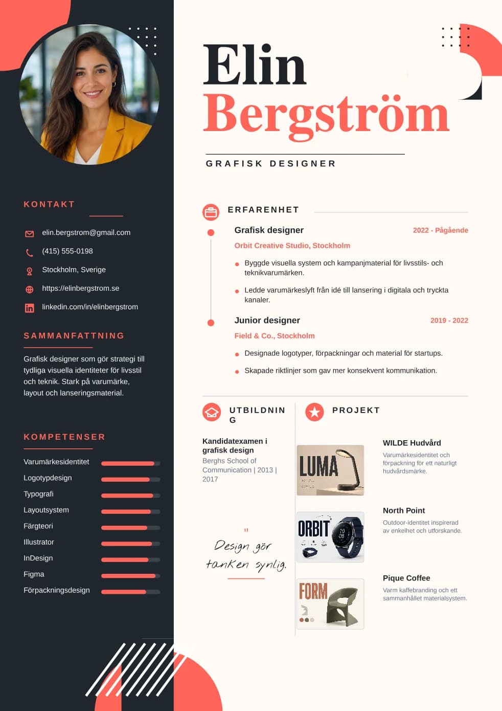 Förhandsvisning av CV-mallen Portfolio